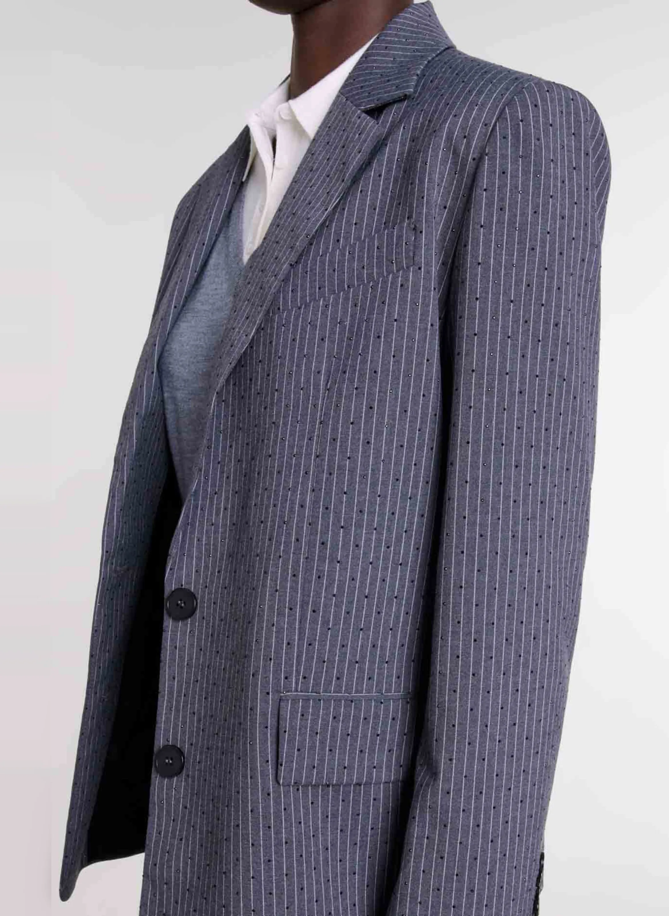 Chaqueta de traje recta a rayas en rayado