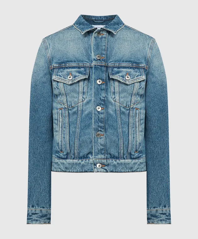 Off-White Blue denim jacket with a distressed effect